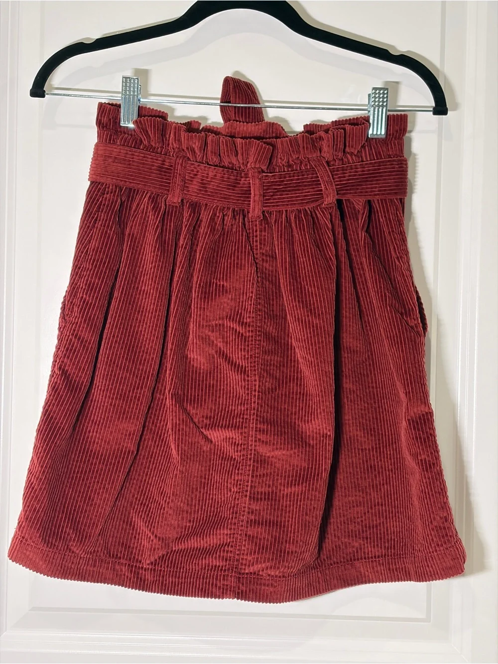 American Eagle Rust Burgundy Corduroy Paperbag Mini Skirt XS
